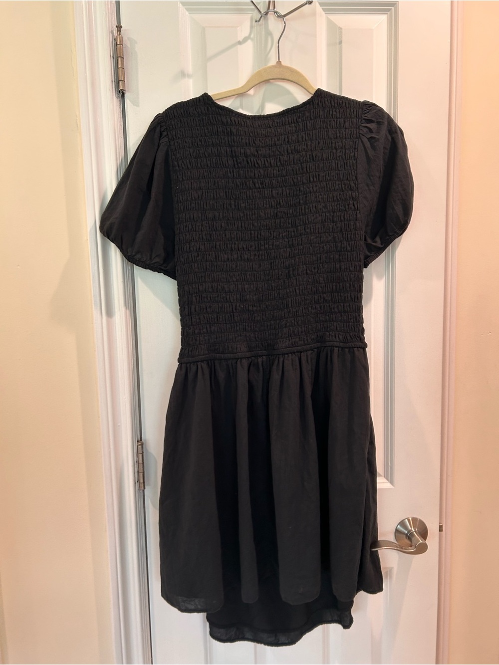 American Eagle Black Smocked Cutout Puff Sleeve Mini Dress XXL - Picture 4 of 6